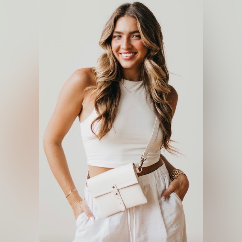 Cream Belt/Crossbody Bag